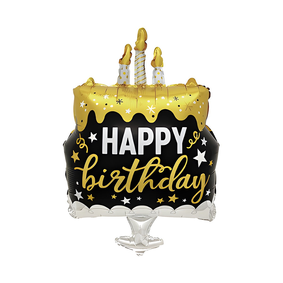 Globo Foil Tarta Happy Birthday Oro y Negro 48,5 x 69 cm