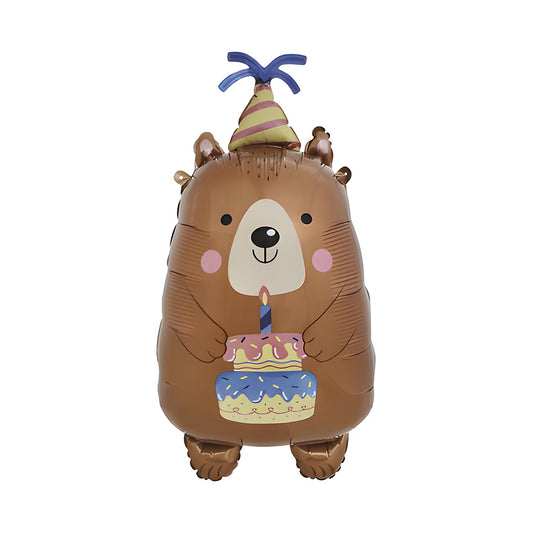 Globo Foil Oso Cumpleaños con Tarta 44,5 x 78,5 cm