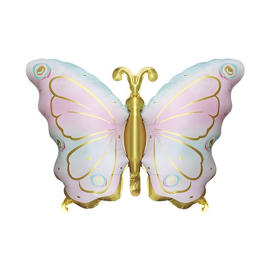 Globo Foil Mariposa Pastel Dorada 79 x 53 cm