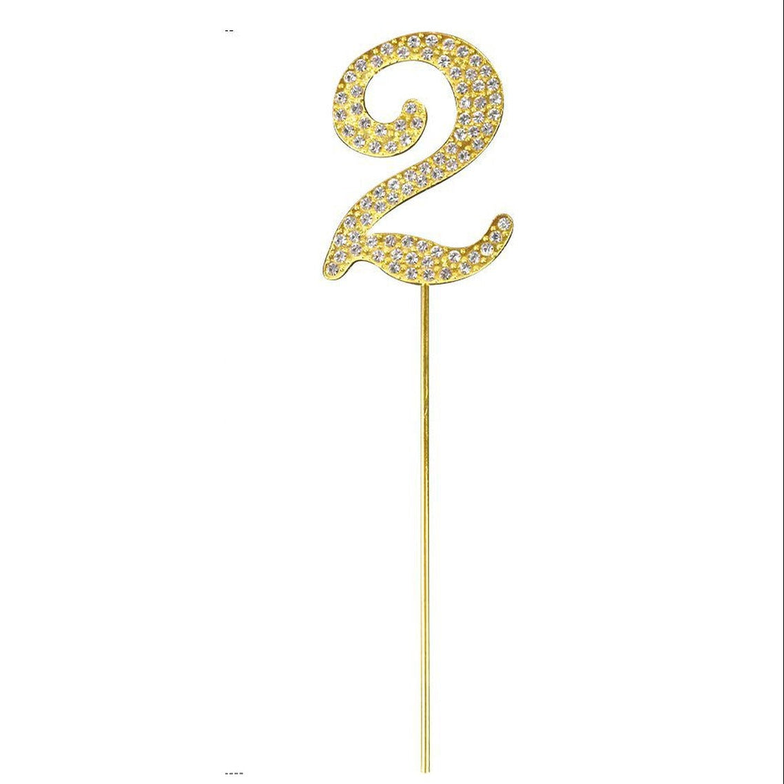 Topper para Tarta número 2 dorado con strass 15 cm