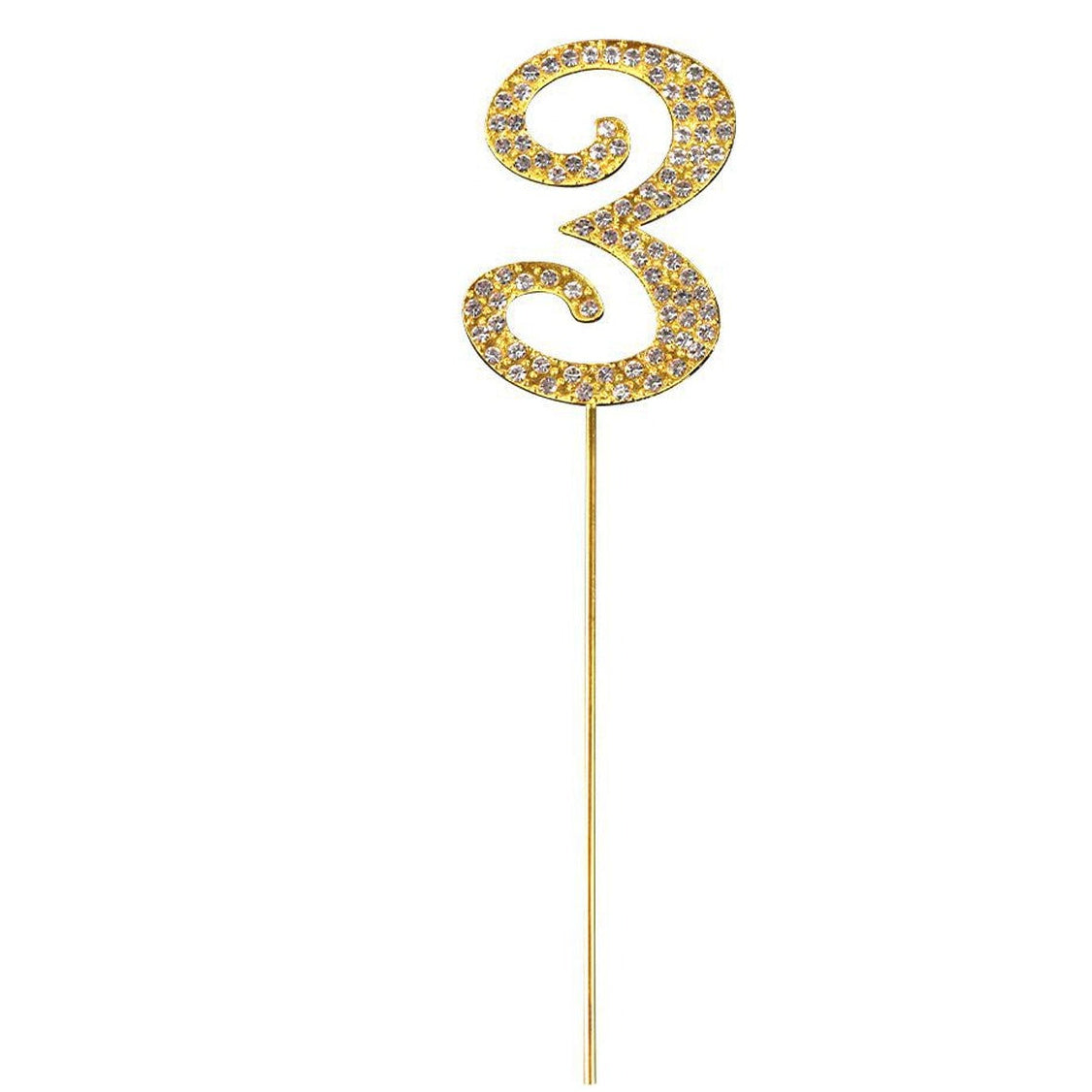 Topper para Tarta número 3 dorado con strass 15 cm