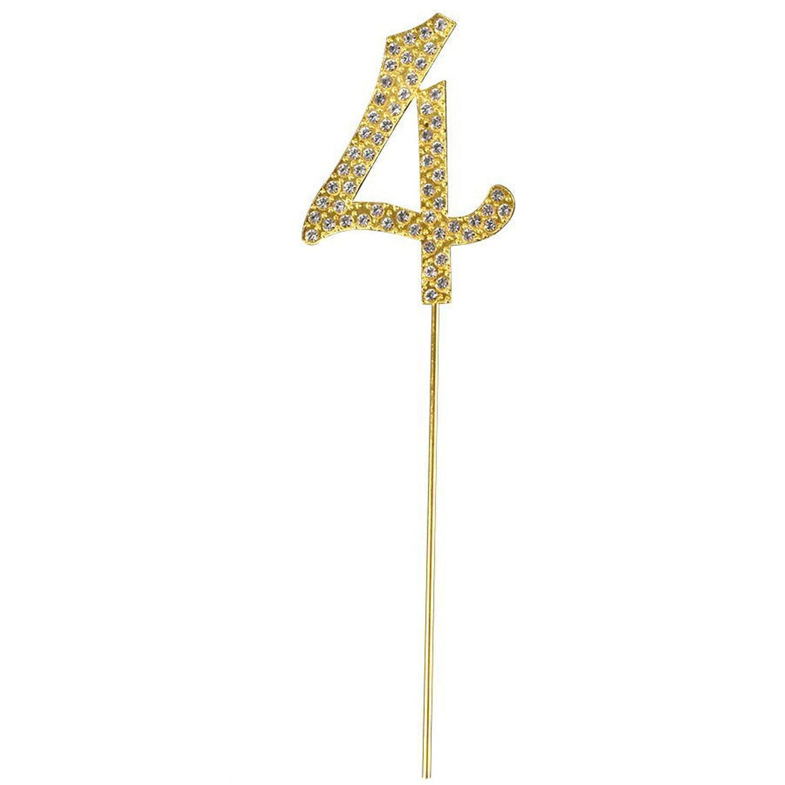 Topper para Tarta número 4 dorado con strass 15 cm