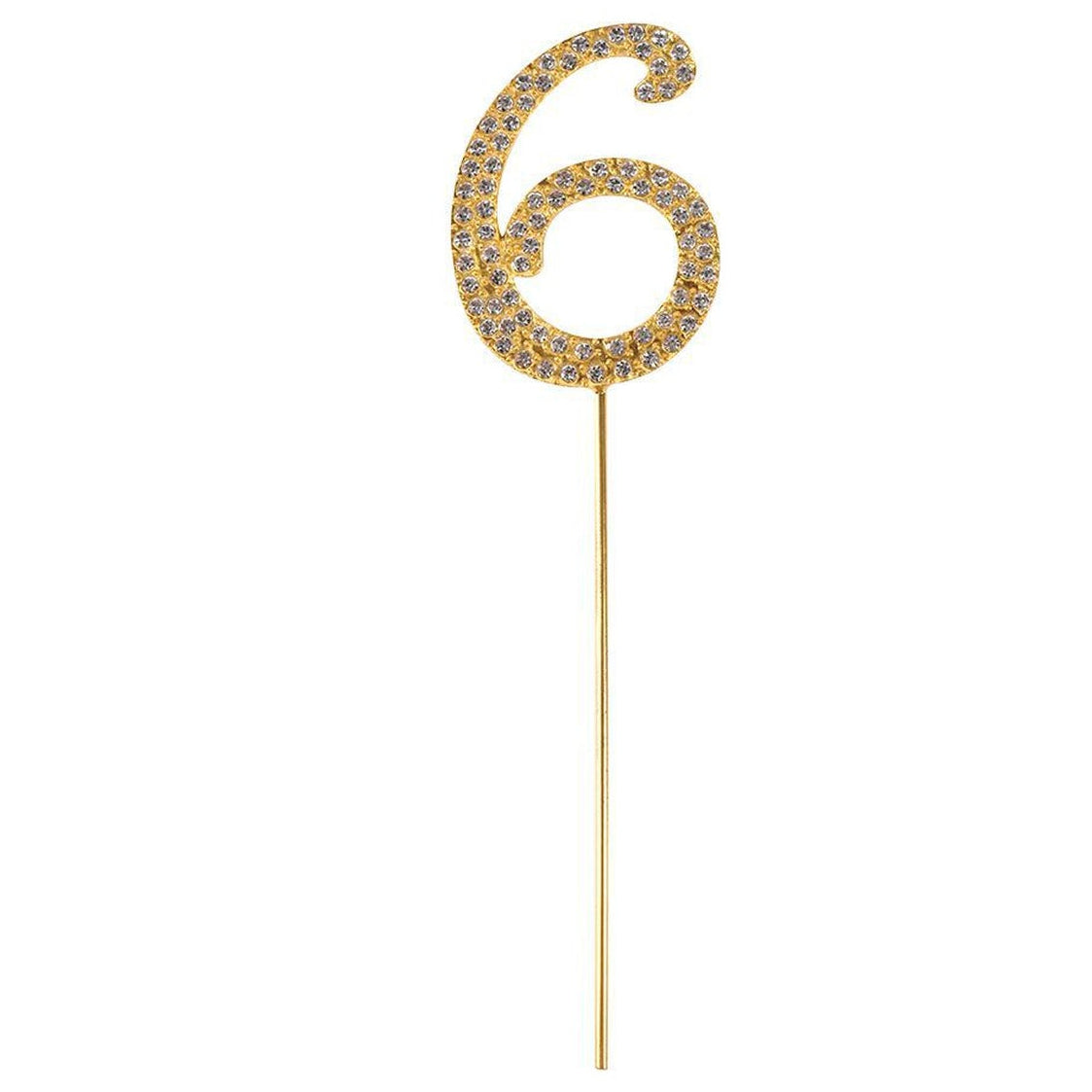 Topper para Tarta número 6 dorado con strass 15 cm