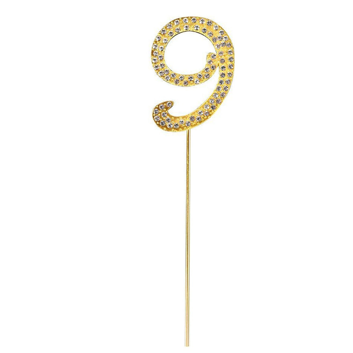 Topper para Tarta número 9 dorado con strass 15 cm