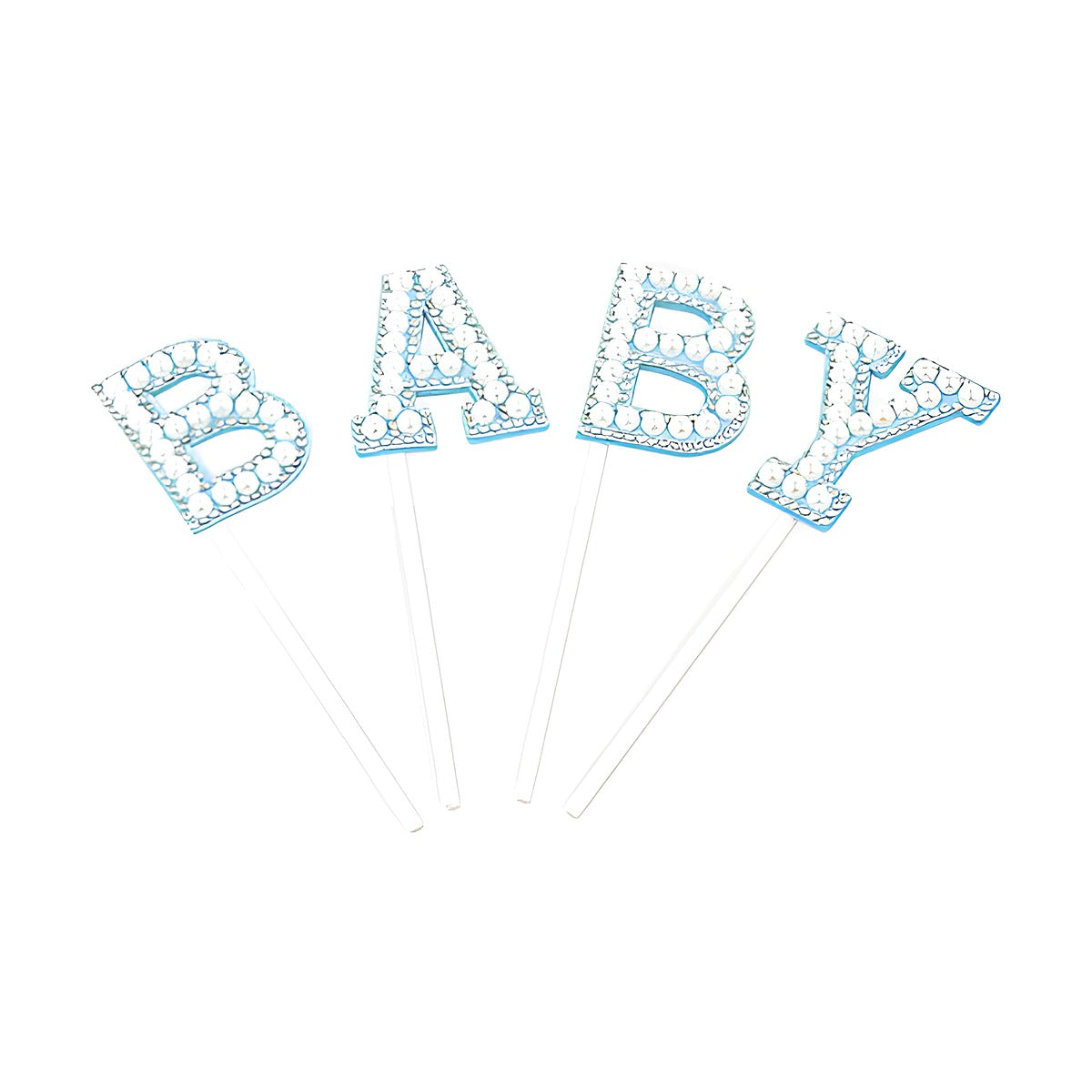 Toppers Letras BABY con Perlas 4 uds azul