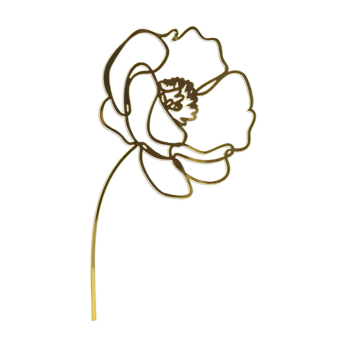 Topper Flor Silueta Dorado 17 x 8 cm