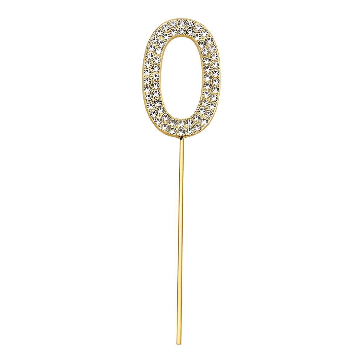 Topper de número dorado con strass para tarta 11 cm número 0