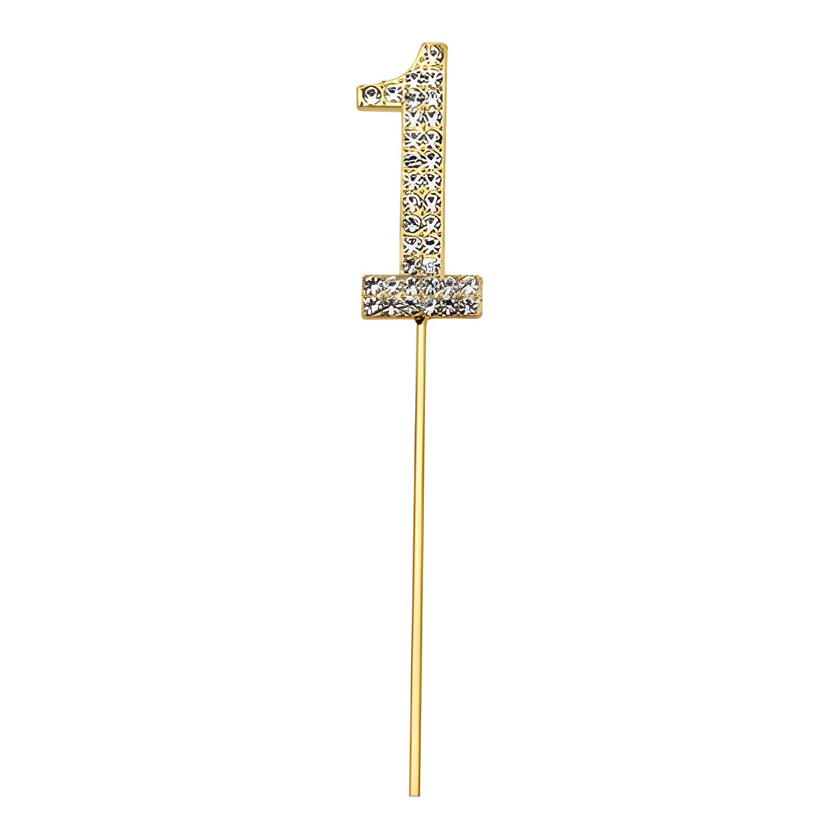 Topper de número dorado con strass para tarta 11 cm número 1