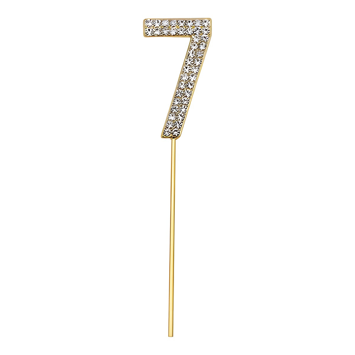 Topper de número dorado con strass para tarta 11 cm número 7
