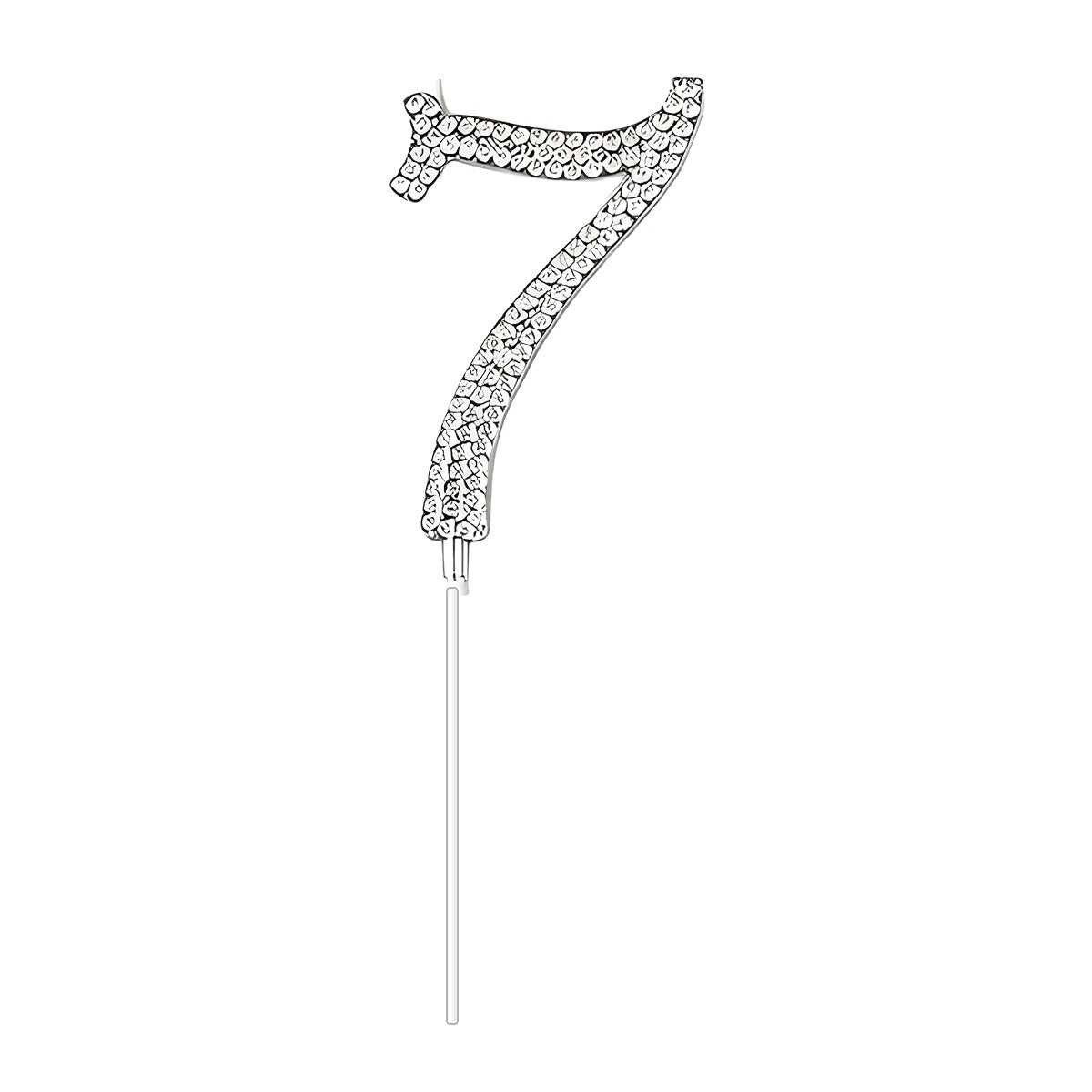 Topper de número plateado con strass para tarta 22 cm número 7