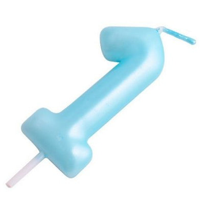 Vela Número Cumpleaños Metálica Azul 6cm