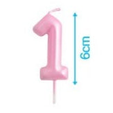 Vela Número Cumpleaños Metálica Rosa Claro 6cm
