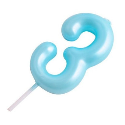 Vela Número Cumpleaños Metálica Azul 6cm