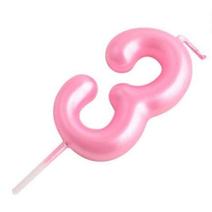 Vela Número Cumpleaños Metálica Rosa Claro 6cm
