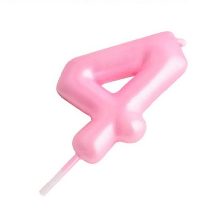 Vela Número Cumpleaños Metálica Rosa Claro 6cm