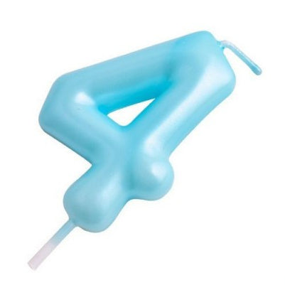 Vela Número Cumpleaños Metálica Azul 6cm
