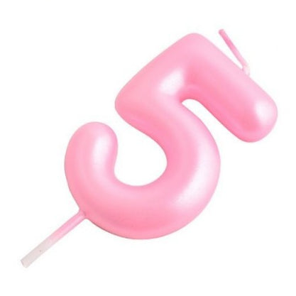 Vela Número Cumpleaños Metálica Rosa Claro 6cm