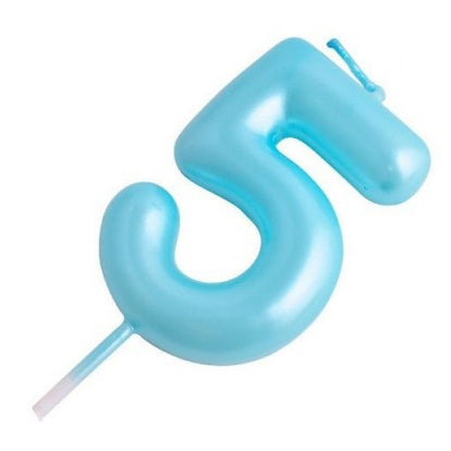 Vela Número Cumpleaños Metálica Azul 6cm