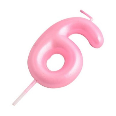 Vela Número Cumpleaños Metálica Rosa Claro 6cm