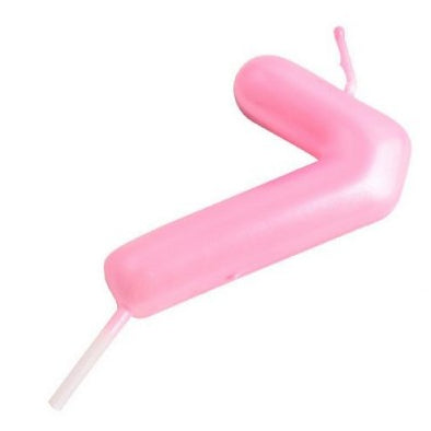 Vela Número Cumpleaños Metálica Rosa Claro 6cm