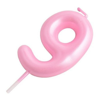 Vela Número Cumpleaños Metálica Rosa Claro 6cm