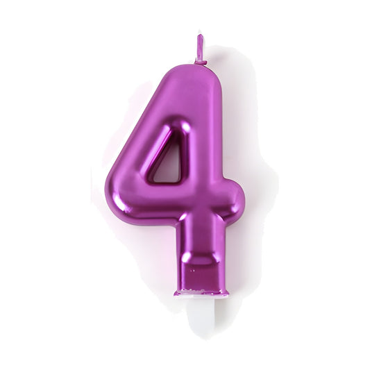 Vela Número Rosa Fucsia 4