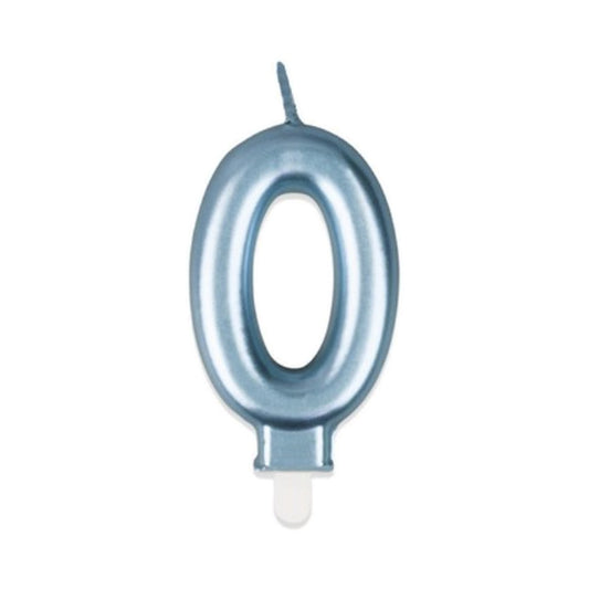 Vela Número Metalizada Azul 7,5 cm (0-9 y ?) - 0
