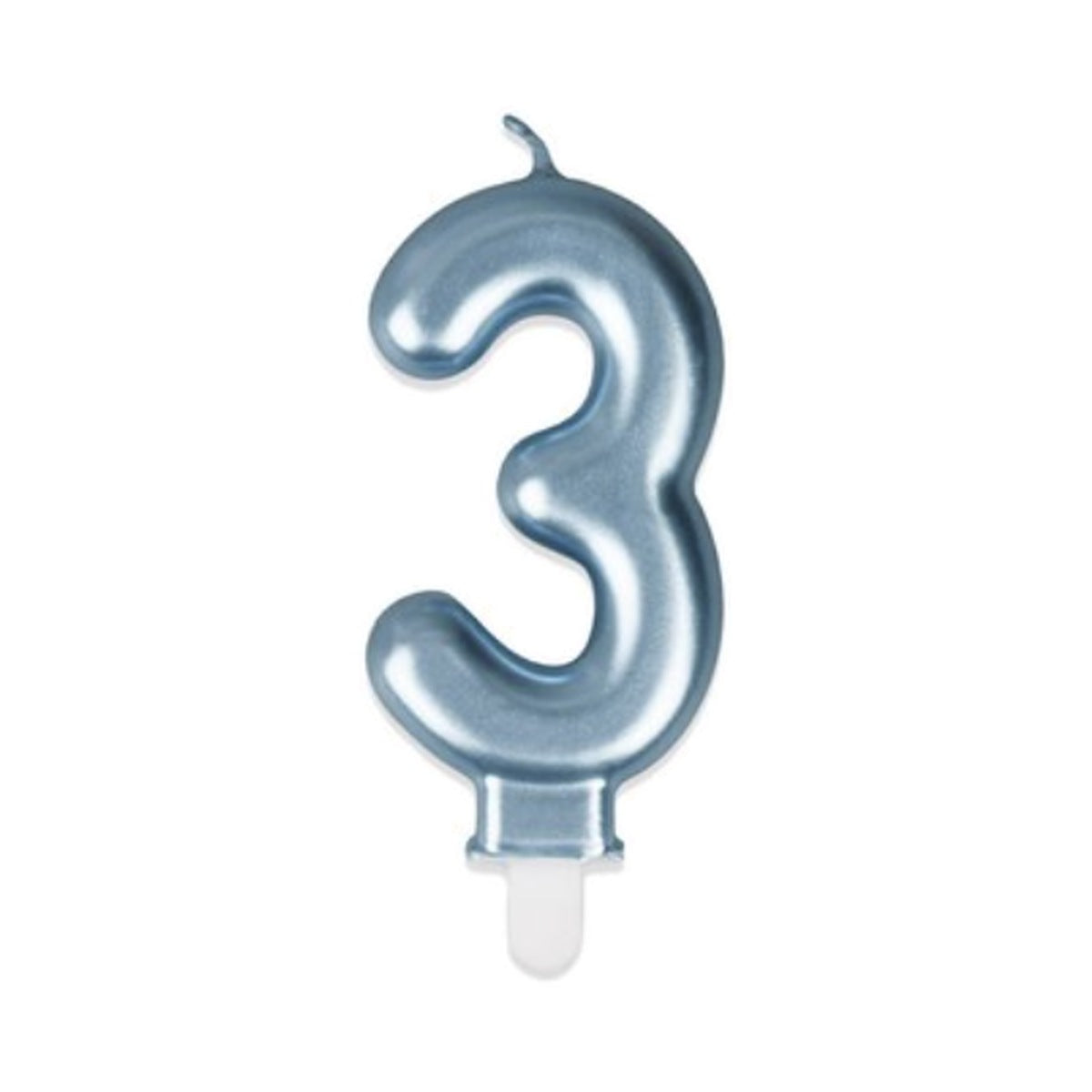 Vela Número Metalizada Azul 7,5 cm (0-9 y ?) - 3