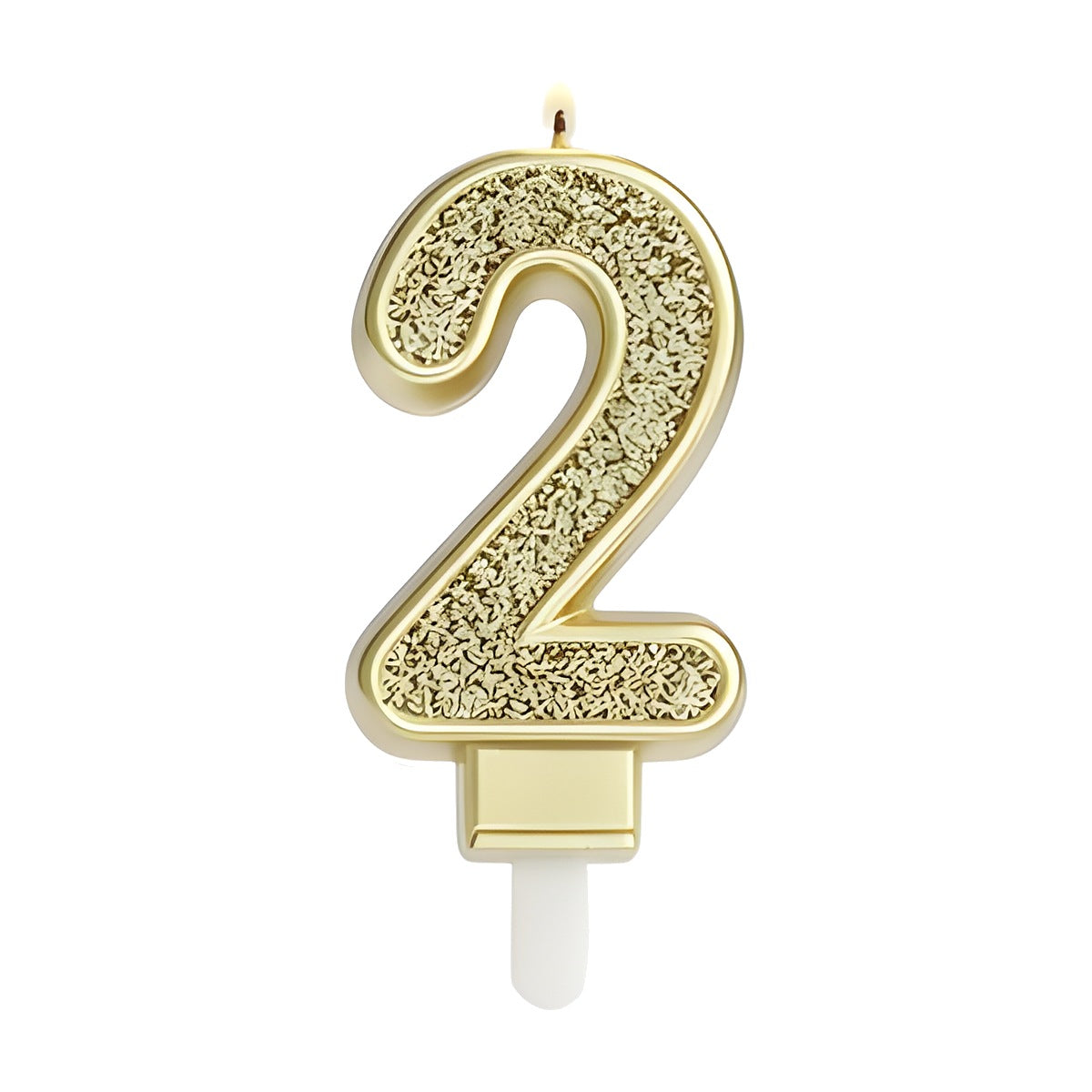 Vela Número Dorada con Purpurina 7 cm número 2