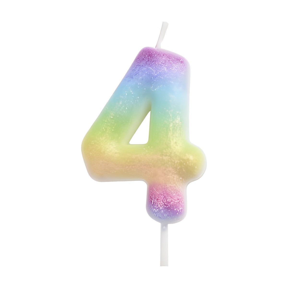 Vela Número Arcoíris Pastel Macaron con Purpurina 6 cm número 4