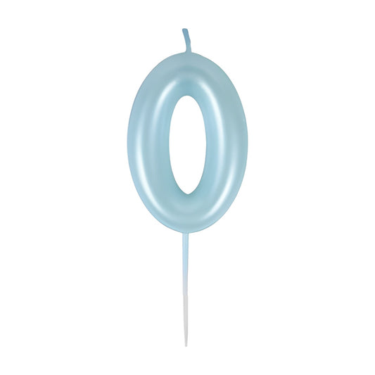 Vela Número Cumpleaños Metálica Azul 6cm - 0
