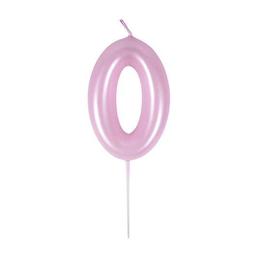 Vela Número Cumpleaños Metálica Rosa Claro 6cm - 0