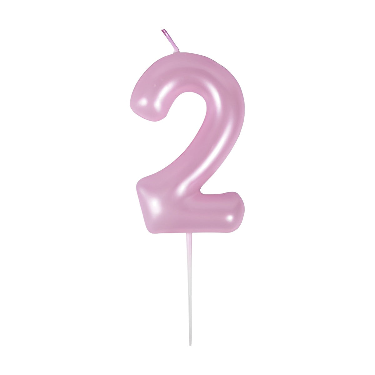 Vela Número Cumpleaños Metálica Rosa Claro 6cm - 2