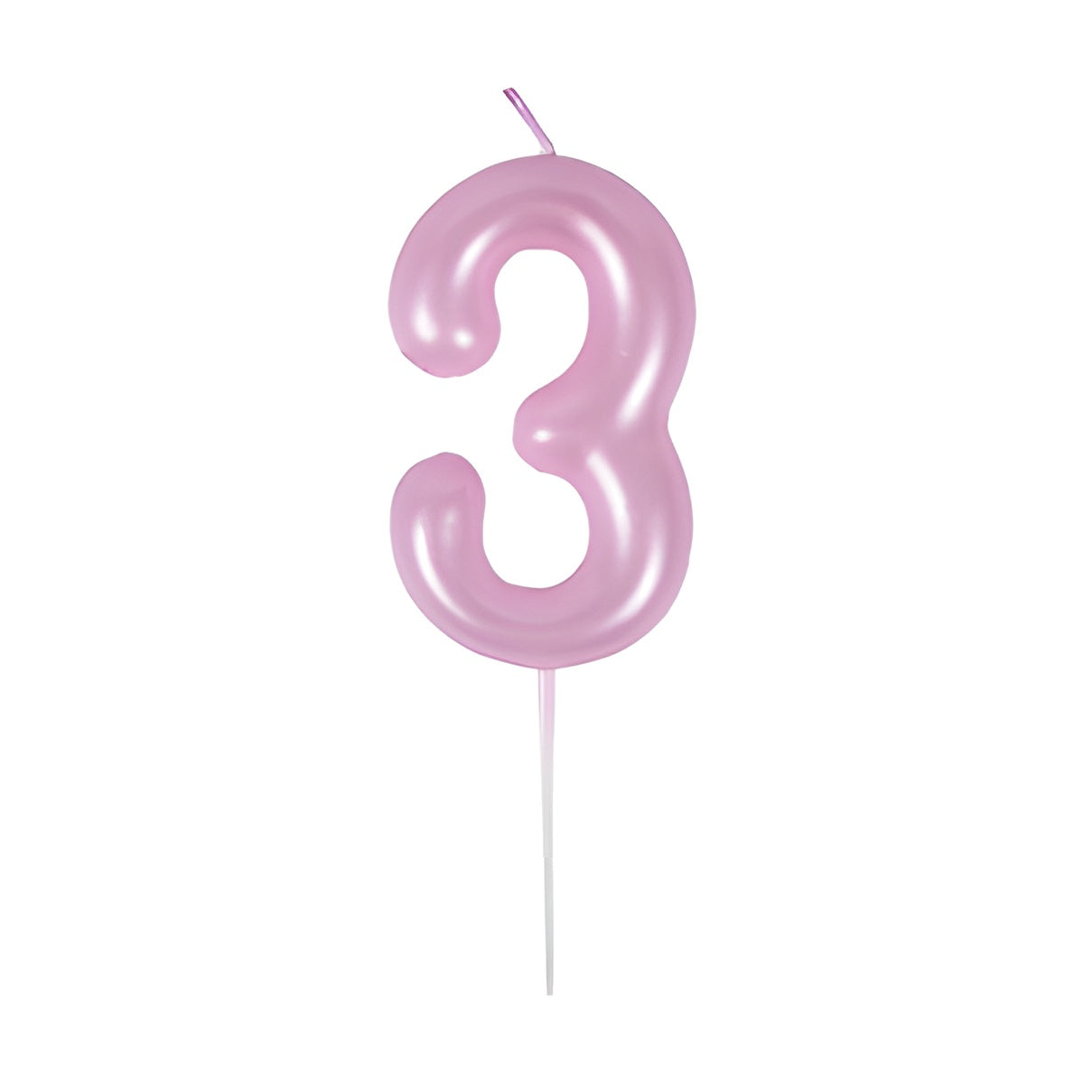 Vela Número Cumpleaños Metálica Rosa Claro 6cm - 3