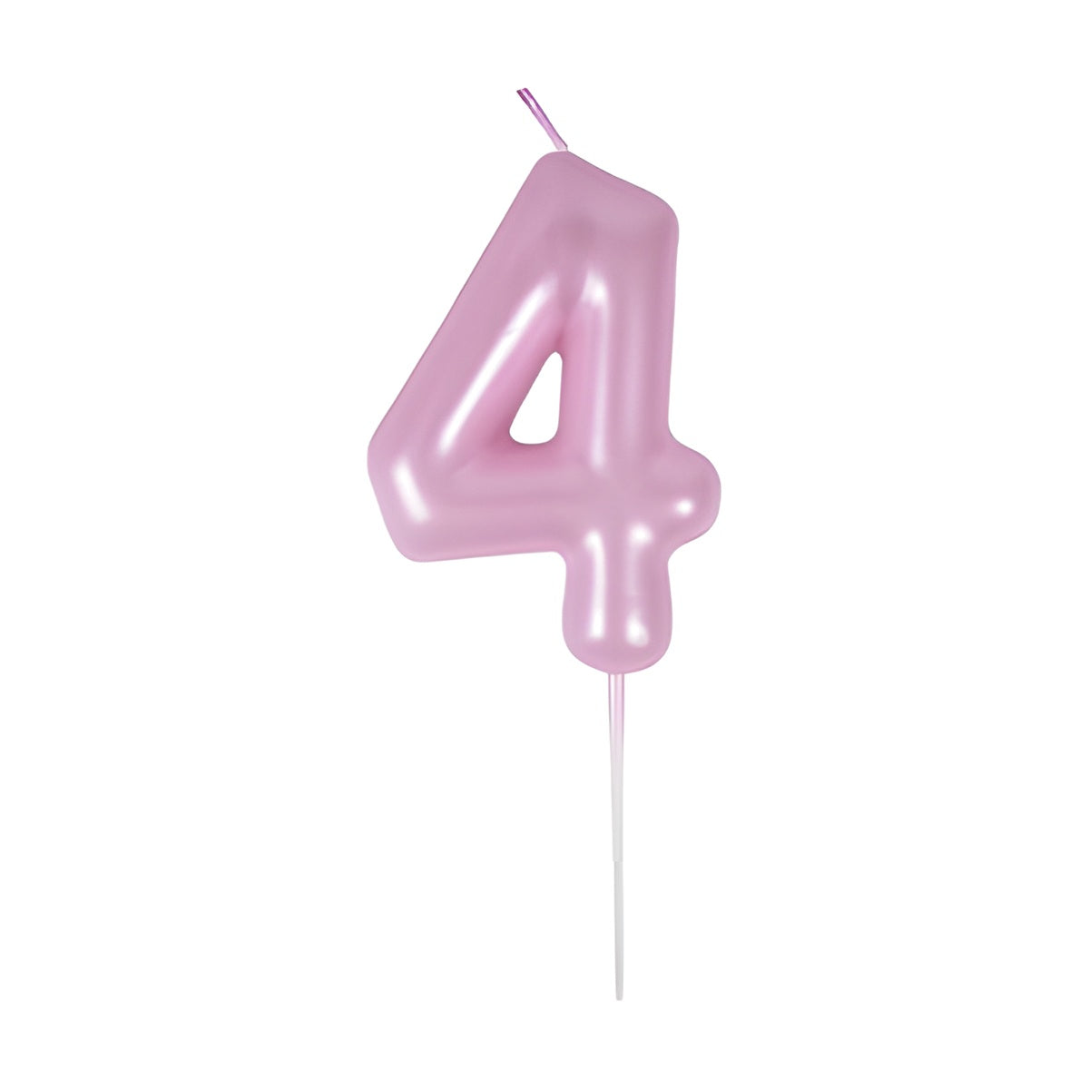 Vela Número Cumpleaños Metálica Rosa Claro 6cm - 4