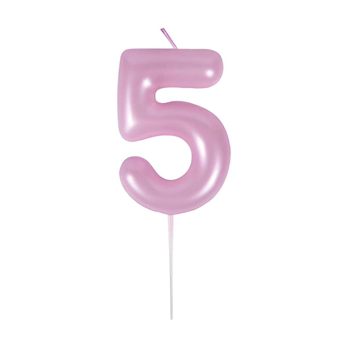 Vela Número Cumpleaños Metálica Rosa Claro 6cm - 5