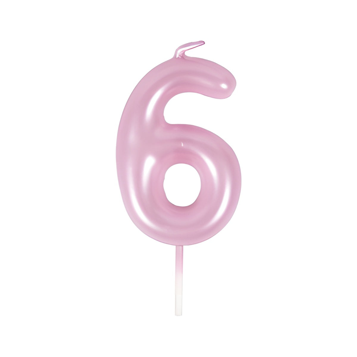 Vela Número Cumpleaños Metálica Rosa Claro 6cm - 6