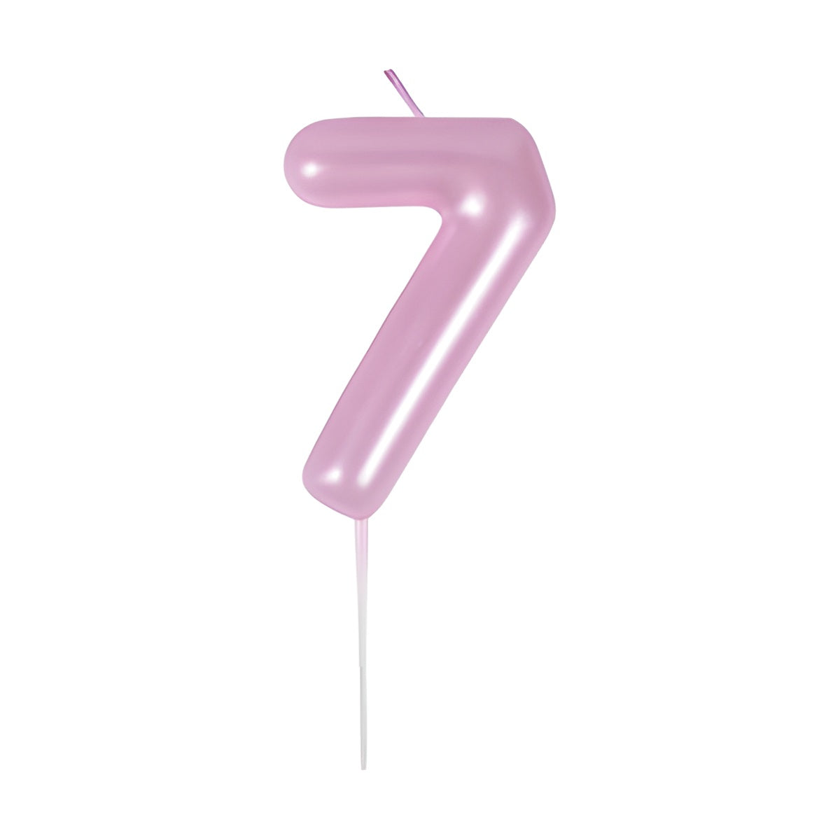 Vela Número Cumpleaños Metálica Rosa Claro 6cm - 7