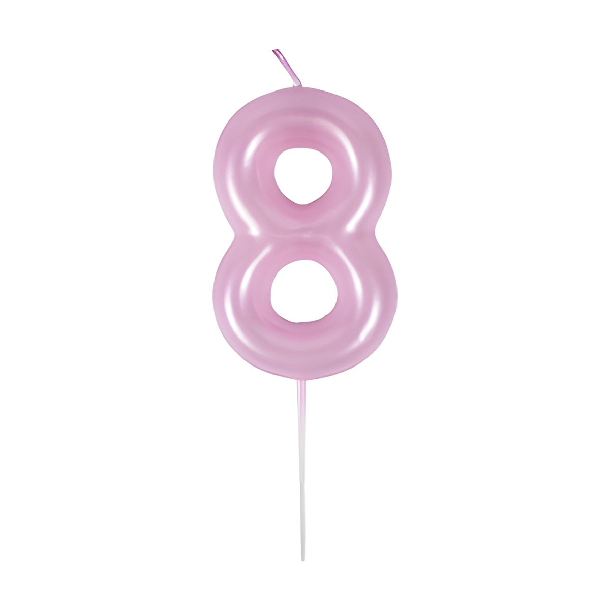 Vela Número Cumpleaños Metálica Rosa Claro 6cm - 8
