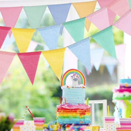 Banderines de Arpillera Colores Pastel 12 uds 4 m
