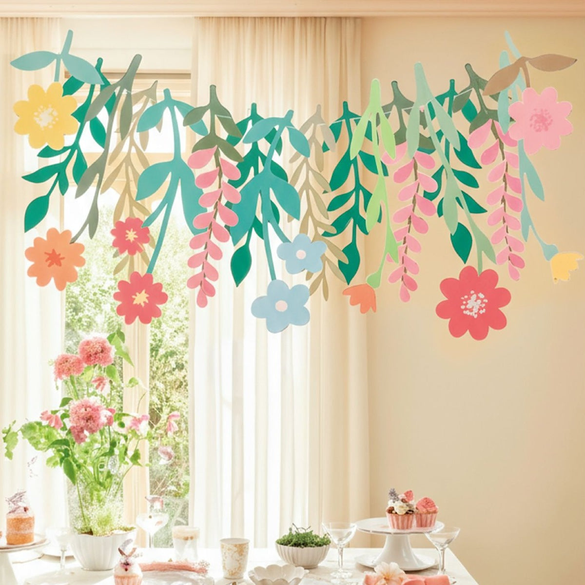 Guirnalda Colgante de Flores y Hojas 2,5 m