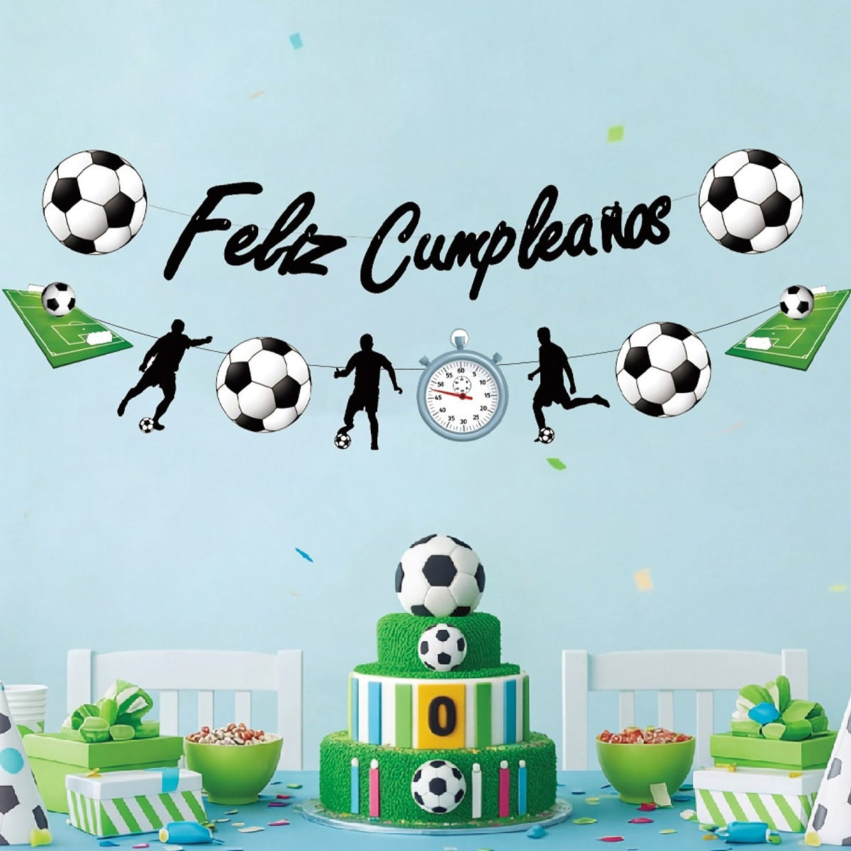 Set Decorativo Guirnaldas Fútbol Feliz Cumpleaños 2 uds 3 m