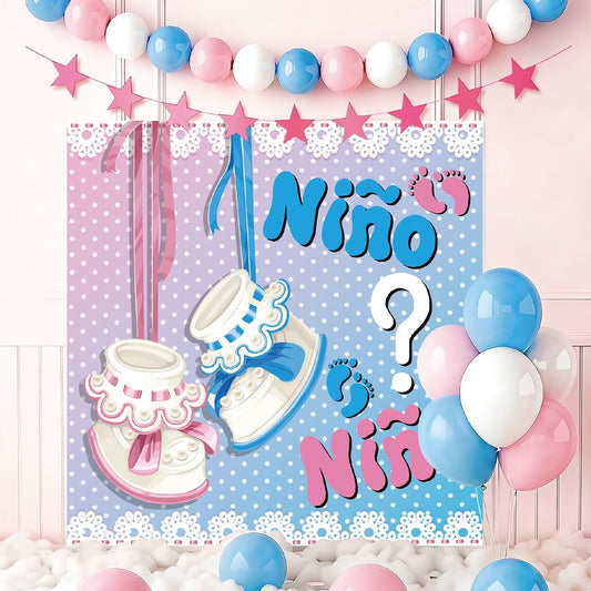 Set Decorativo Revelación de Género ¿Niño o Niña? con Photocall 68 x 68 cm