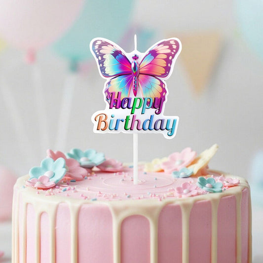 Vela Mariposa Happy Birthday 6 x 7,5 cm