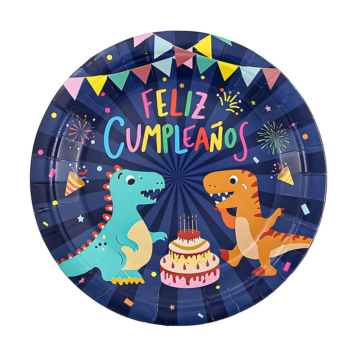 Platos Cartón Dinosaurios Feliz Cumpleaños 6 uds - 18cm y 23cm 18CM