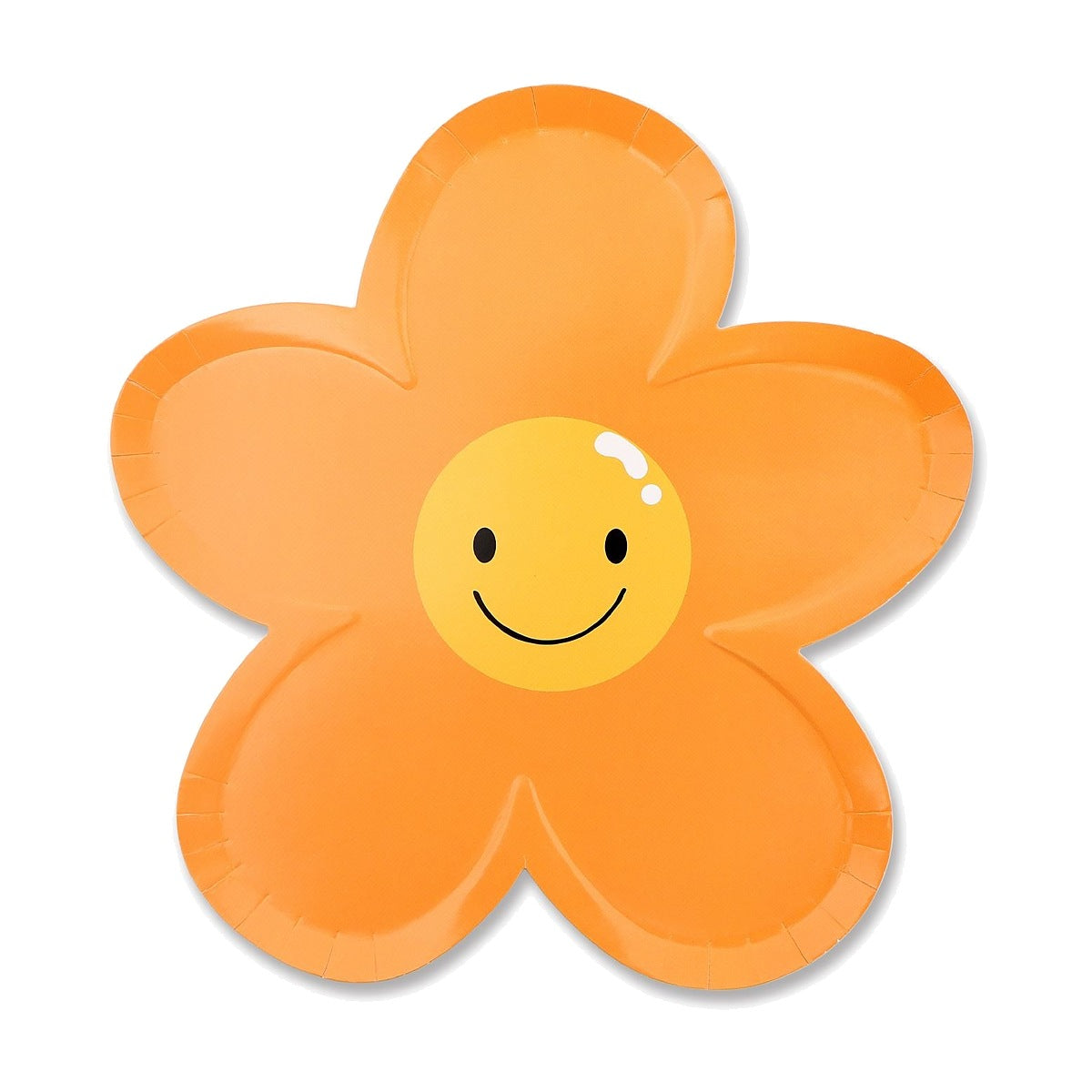 Platos Cartón Forma de Flor Sonriente Naranja 23 cm 6 uds