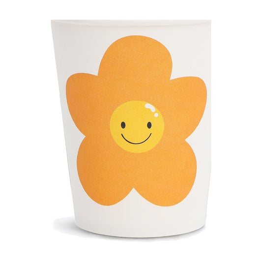 Vasos Cartón Flor Sonriente Naranja 250ml 12 uds