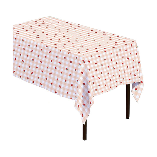 Mantel Plástico Fresas Cuadros Vichy 120x180 cm