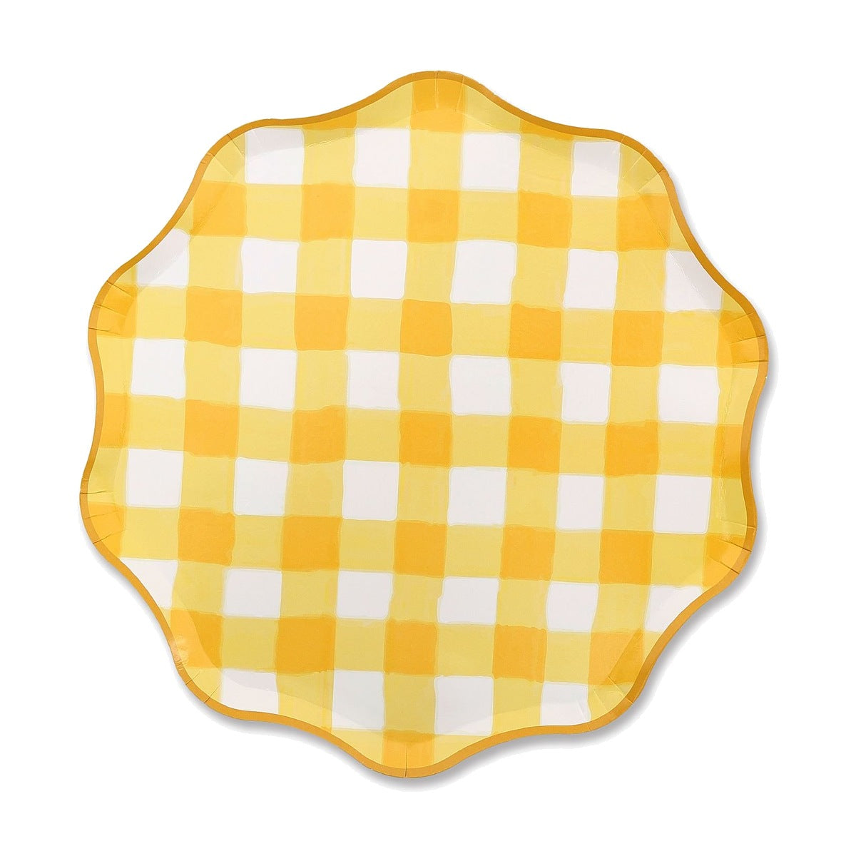 Platos Ondulados Cuadros Vichy Amarillo 27,5 cm 6 uds