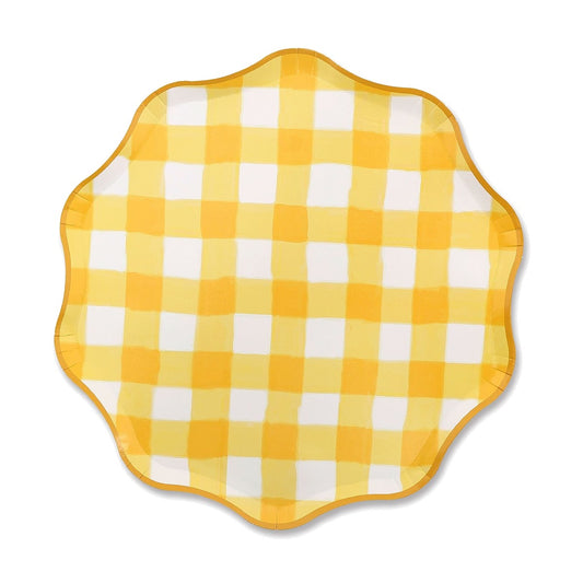 Platos Ondulados Cuadros Vichy Amarillo 27,5 cm 6 uds